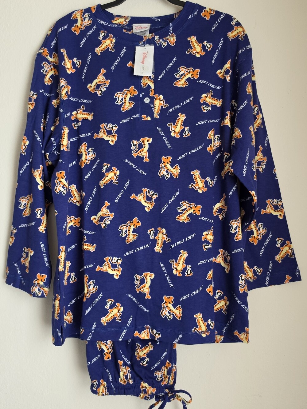 Y2K The Disney Store 2 Piece Winnie The Pooh & Tigger Just Chillin Pajamas Blue